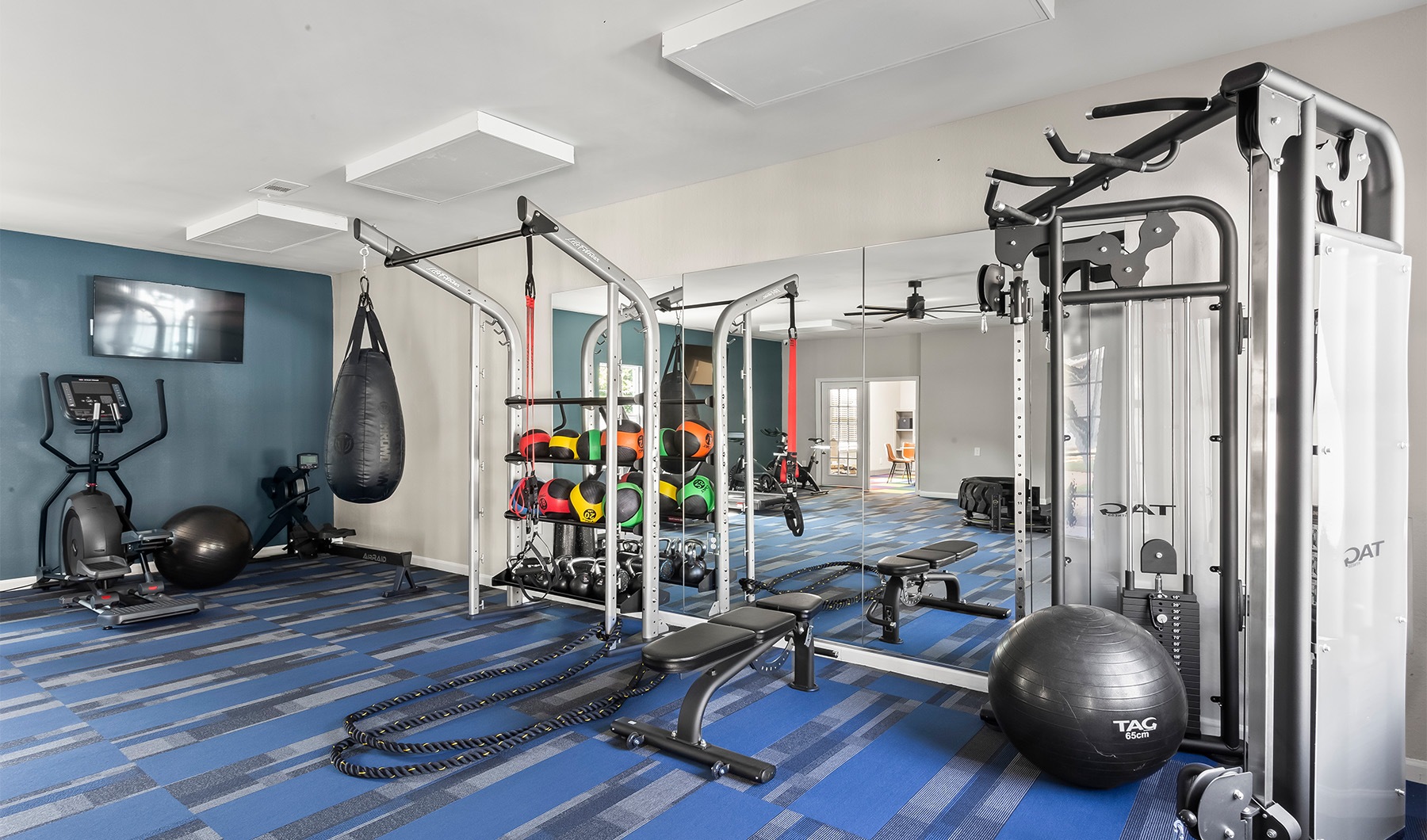 a gym with exercise equipment